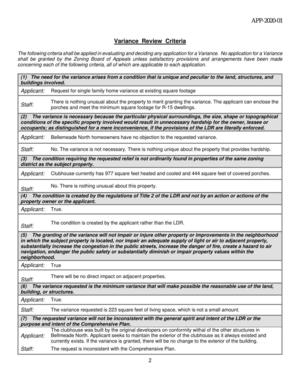 [Variance Review Criteria]