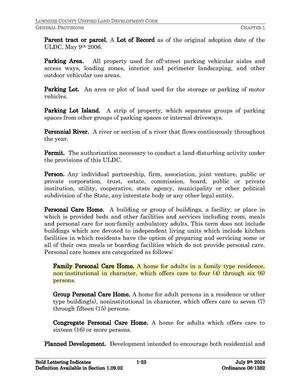 [ULDC Chapter 1: Family Personal Care Home. A home for adults in a family type residence, non-institutional in character, which offers care to four (4) through six (6) persons.]